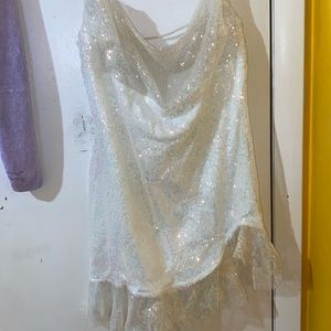 Lucy in the sky white glitter mini dress